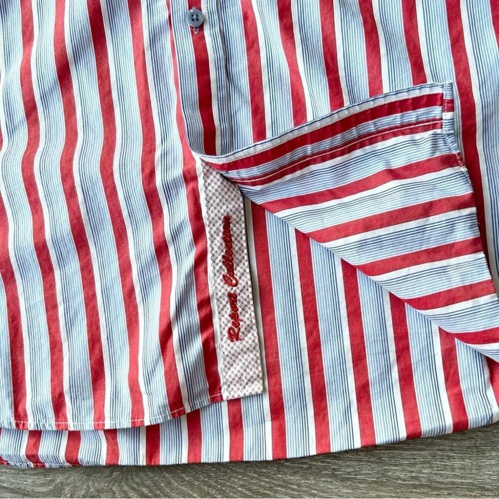Report Collection Striped Pattern Paisley Pattern Cuffs Button Down Shirt - Picture 12 of 16